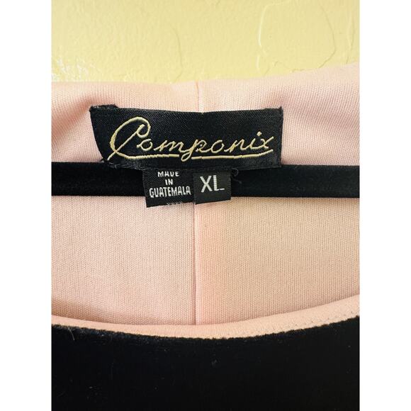 Componix Black Velvet Sleeveless Sheath Dress with Pink Lining Floral Size XL - Picture 7 of 7